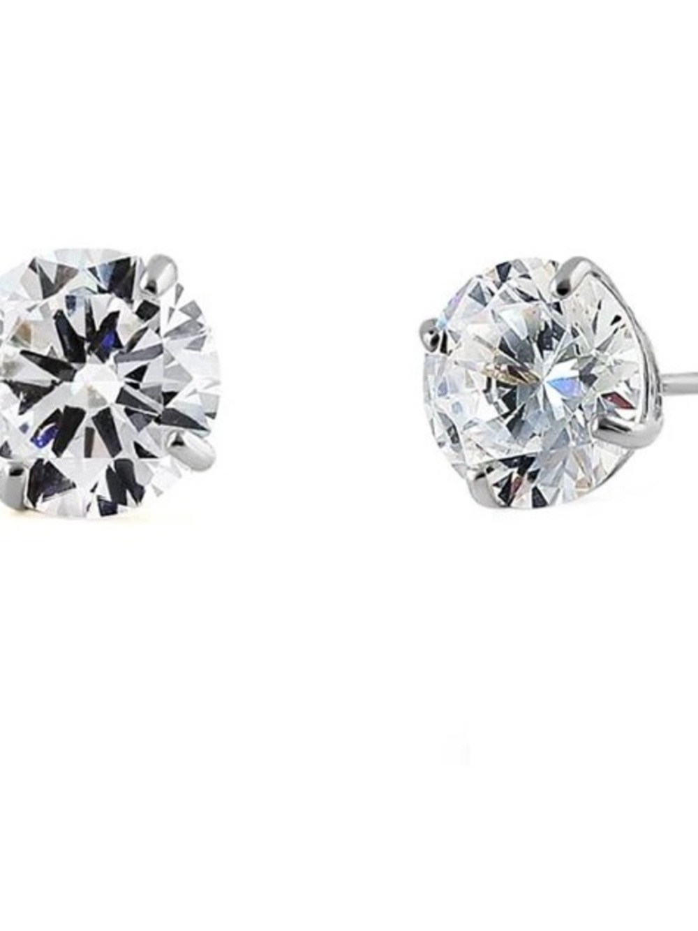 1.68 Ct Solid 14K White Gold Round Clear Cubic Zirconia Stud Earrings